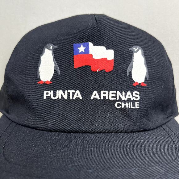 Vintage Penguin Hat Cap Snapback Youth Black Punta Arenas Chile Animals Nature - Picture 3 of 6